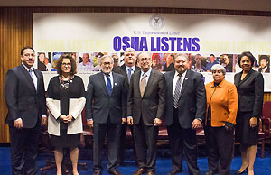 Then-Assistant Secretary Dr. David Michaels, USDOL-OSHA (center) with representatives of ISRI at the alliance signing ceremony on October 19, 2015.
