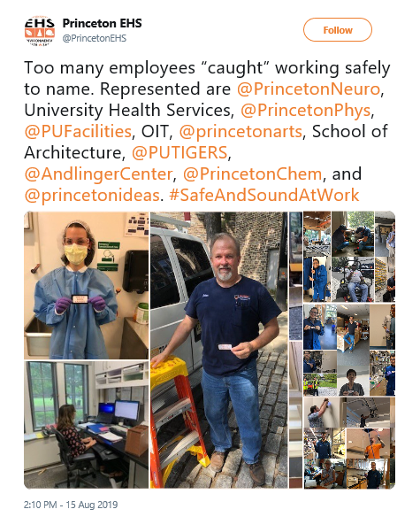 Image of Princeton EHS Tweet