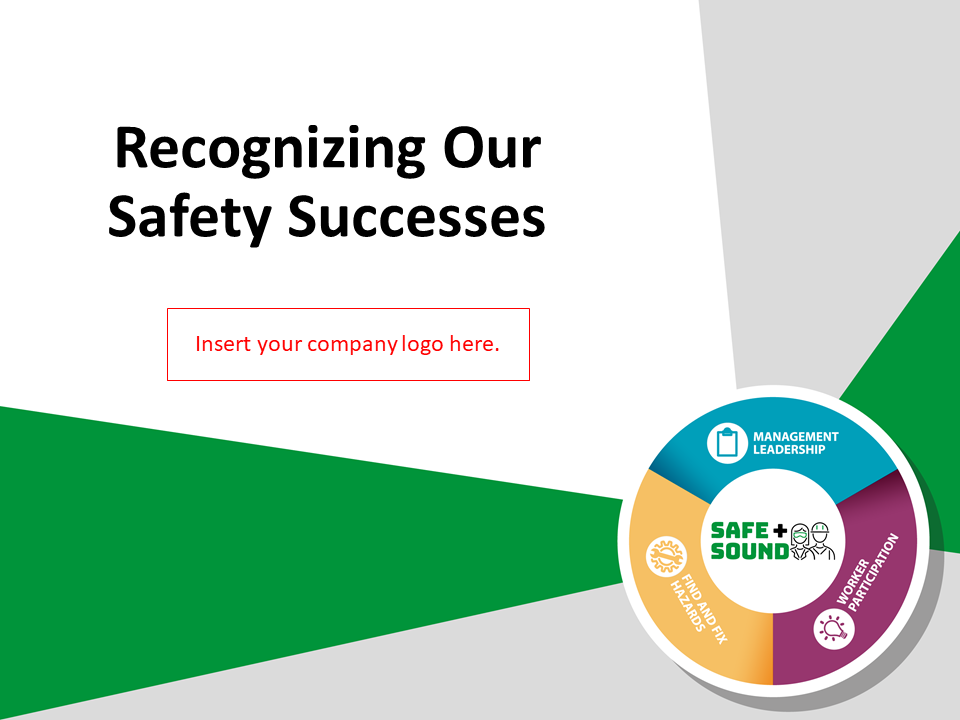 Image of Powerpoint slide with the text: Recognizing Our Safety Successes