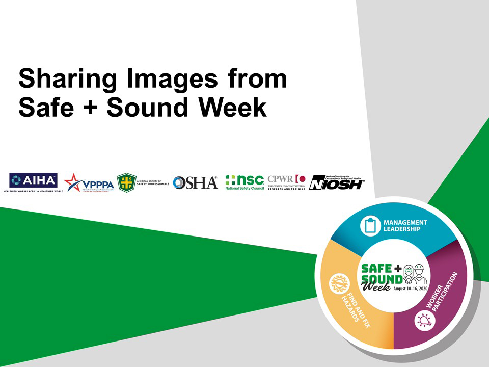 Image of Social Media Frames Powerpoint slide with the text: Safe + Sound Week August 10-16, 2020