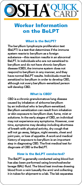 Beryllium: Worker Information on the BeLPT QuickCard