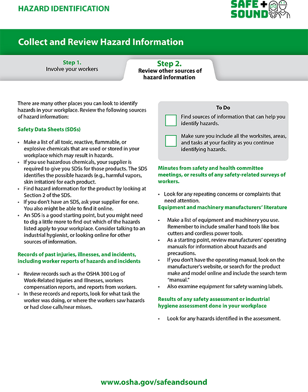 Hazard Identification Worksheet – Hazard Information PDF Document