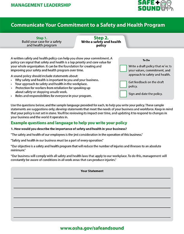 Management Leadership Worksheet – Writing your Policy PDF Document