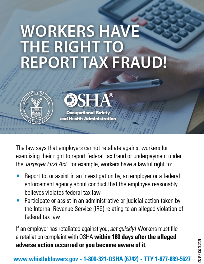 Whistleblower: Workers Have the Right to Report Tax Fraud! (Card)