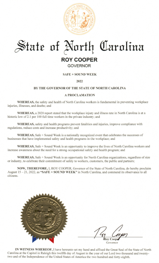North Carolina Proclamation