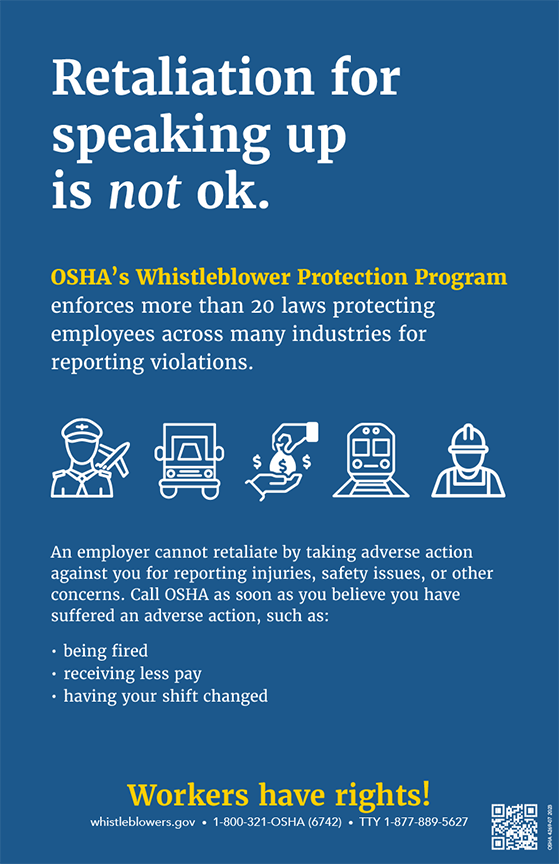 Whistleblower: Retaliation for Speaking Up Is Not Ok Poster Poster