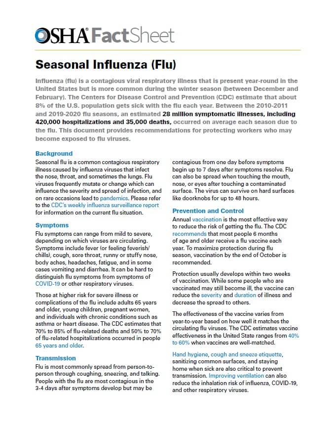 Flu: Seasonal Influenza (Flu) Fact Sheet