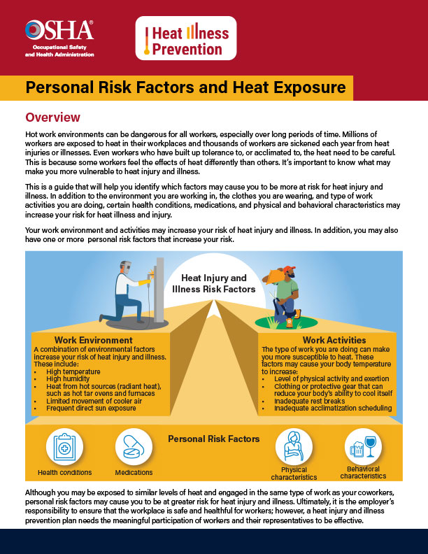 Heat Illness Prevention: Personal Risk Factors and Heat Exposure Fact Sheet