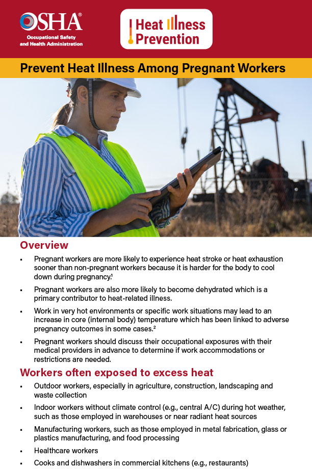 Heat Illness Prevention: Prevent Heat Illness Among Pregnant Workers Fact Sheet