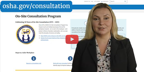 osha.gov/consultation : OSHA minute with Marlis - video screencap