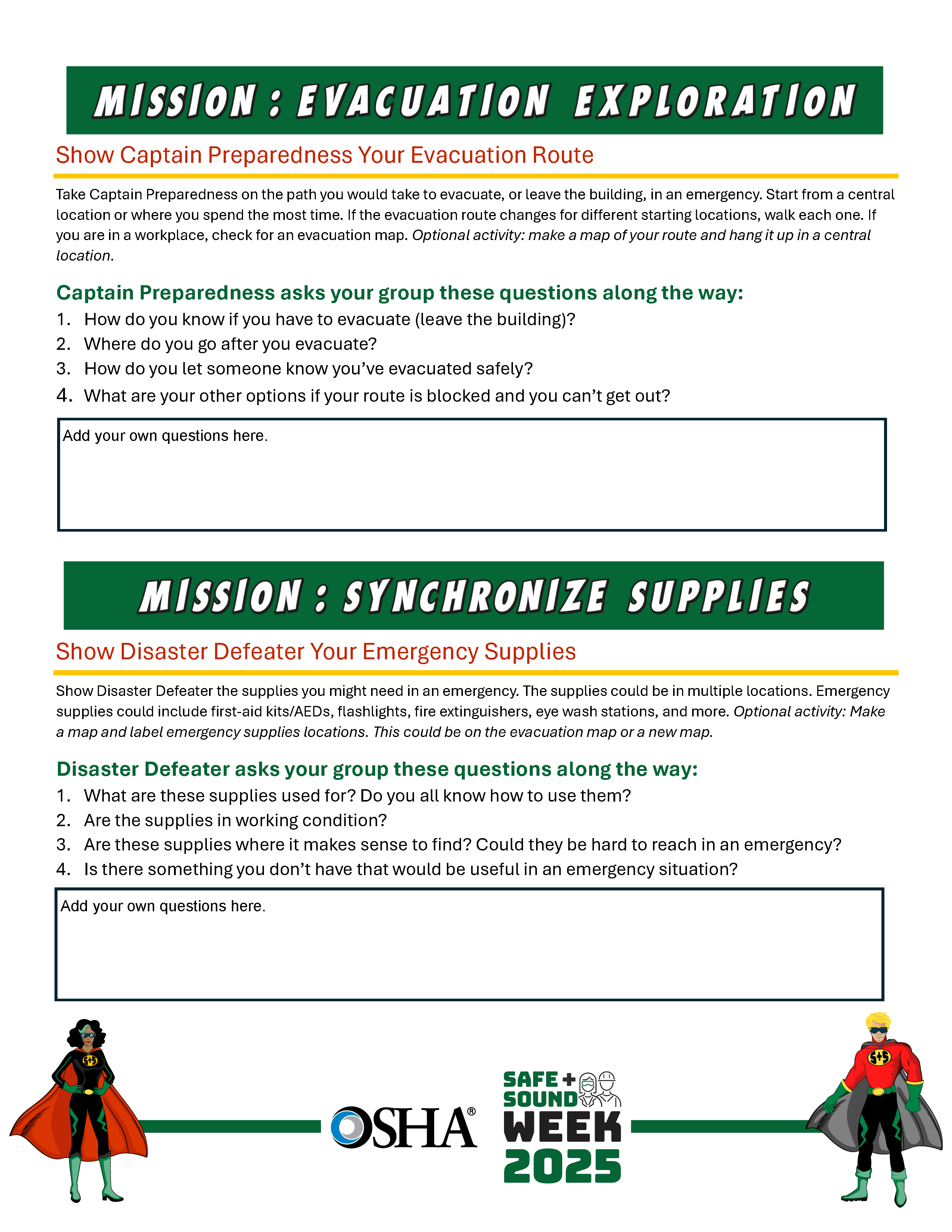 Take Home or Work Activity – Mission Preparedness