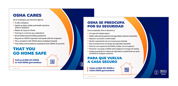 OSHA CARES poster : English / Spanish