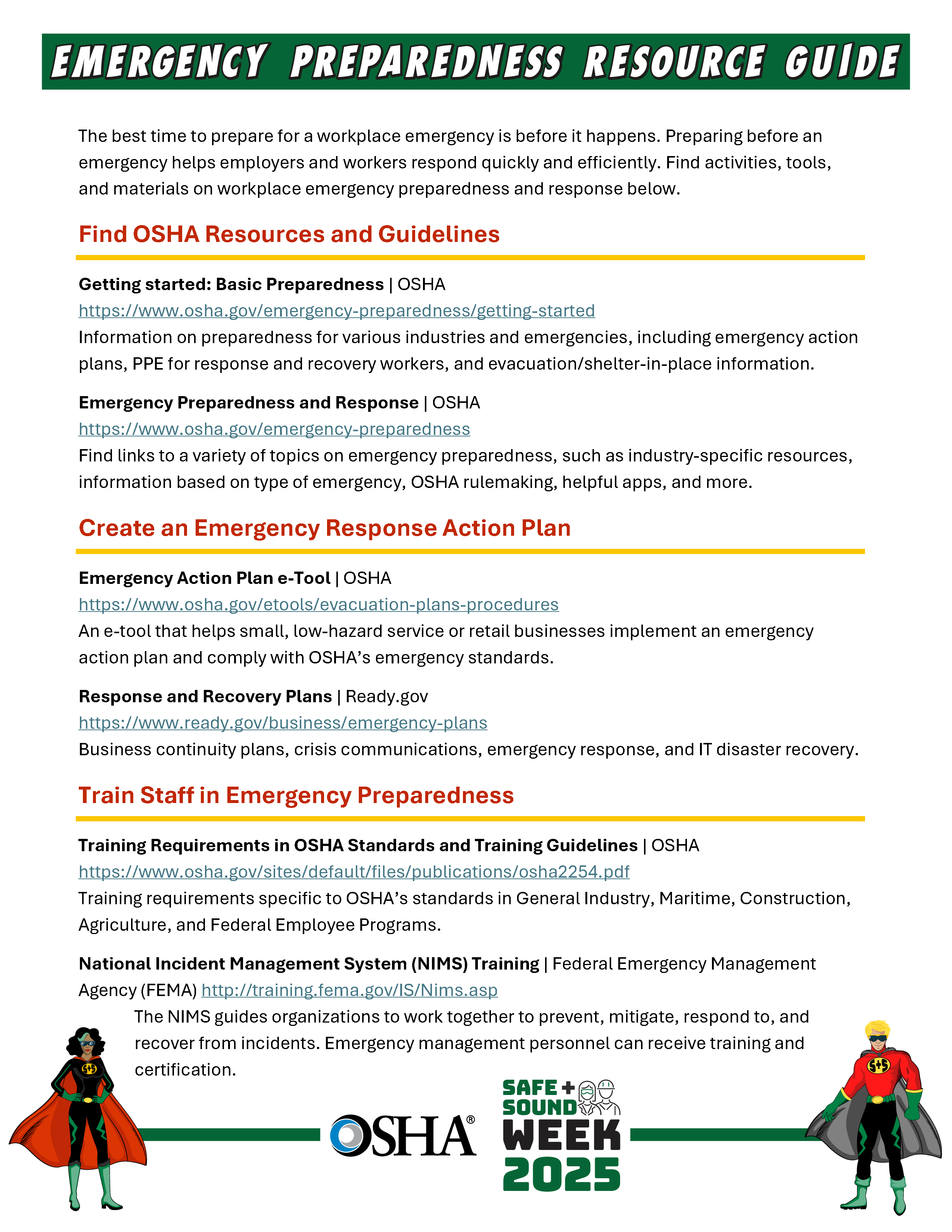 Emergency Preparedness and Response Resource Guide