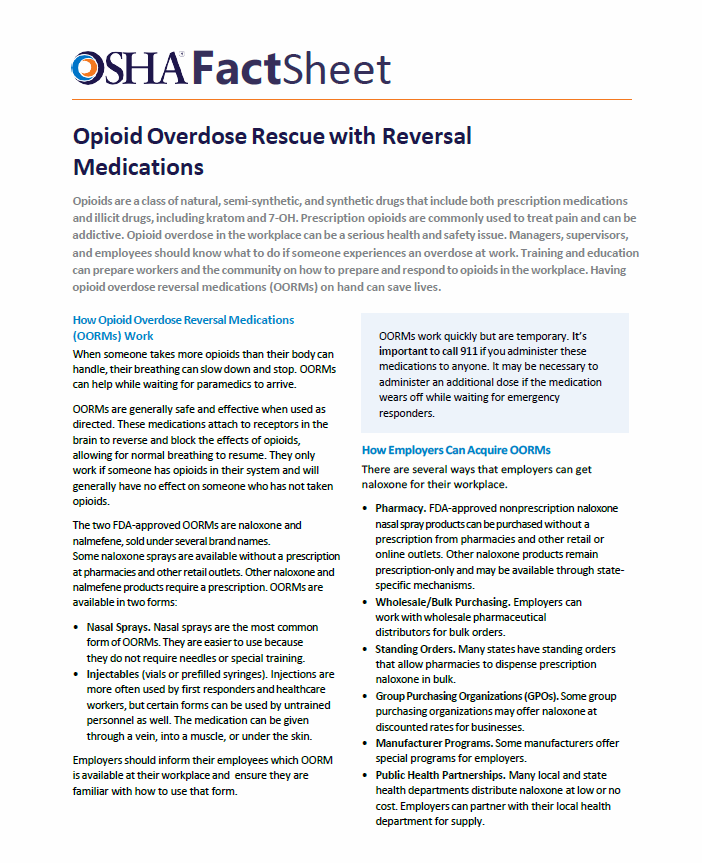 Opioid Overdose Rescue with Reversal Medications - Fact Sheet