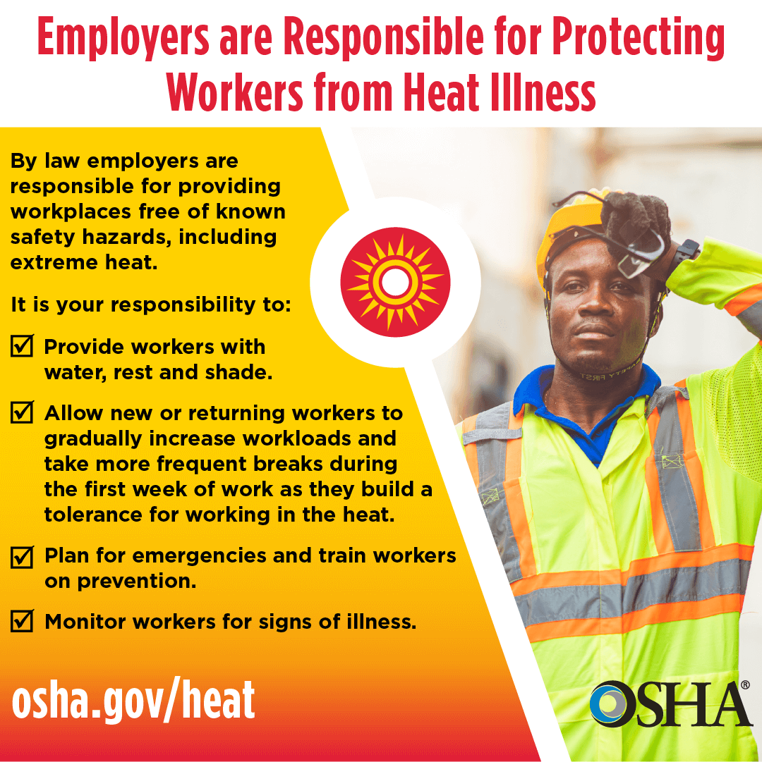 Heat Illness Prevention Campaign Employer Responsibilities