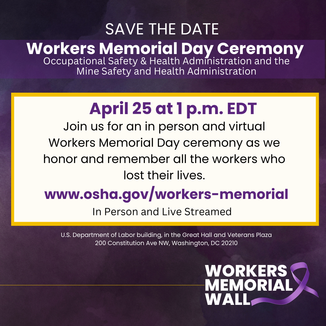 Save The Date: Workers Memorial Day Ceremony