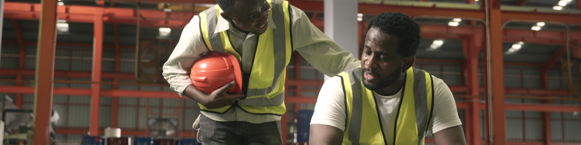 Heat hero : warehouse employees taking heat break