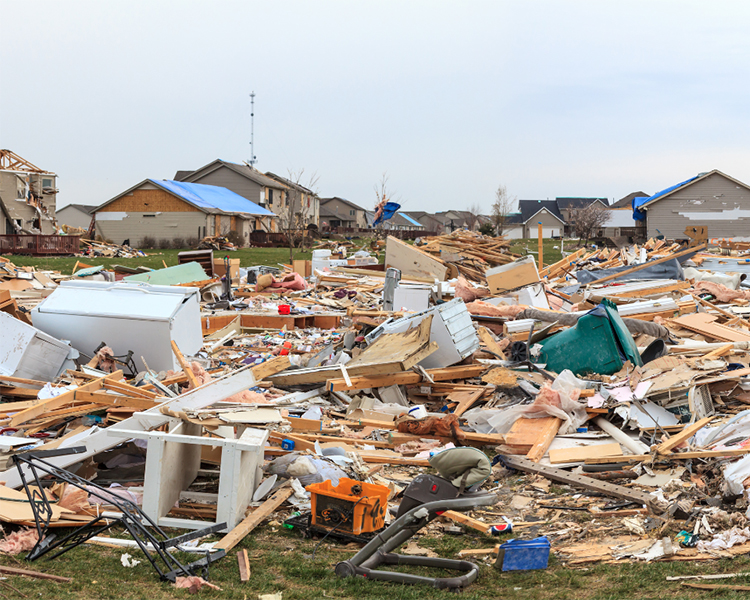 The ruins of a home destroyed by a tornado