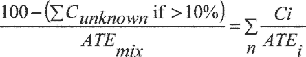 Toxicity formula for concentration of relevent ingredient