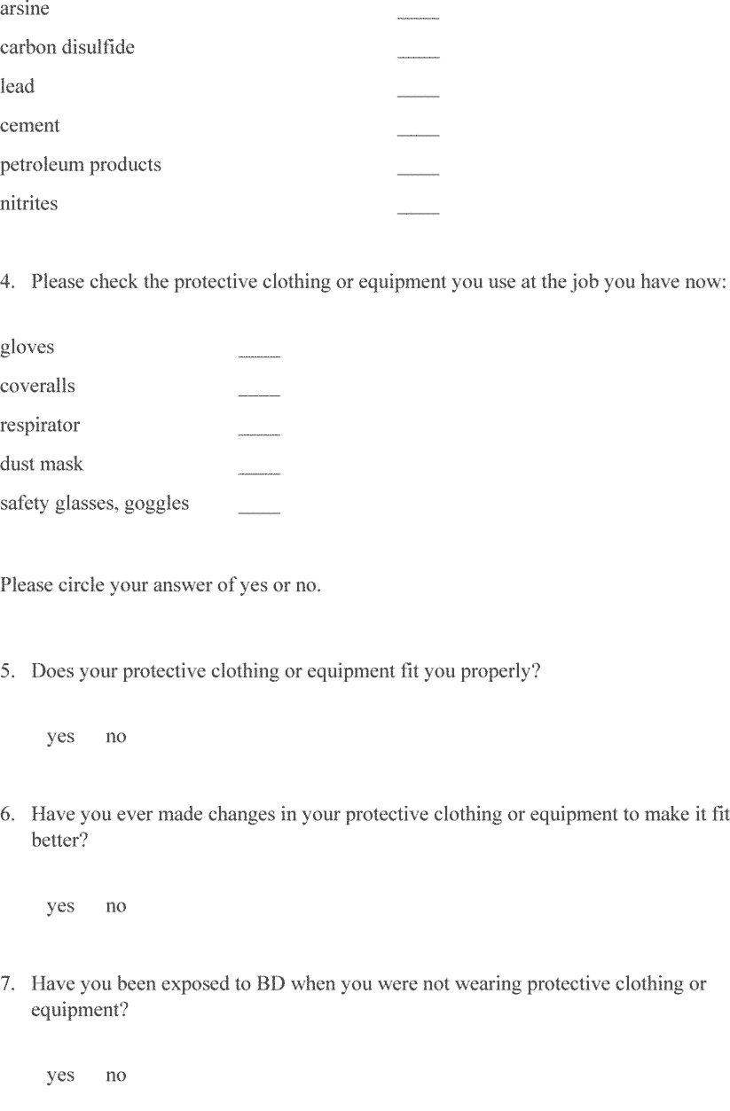 1,3-Butadiene (BD) Initial Health Questionnaire part 3