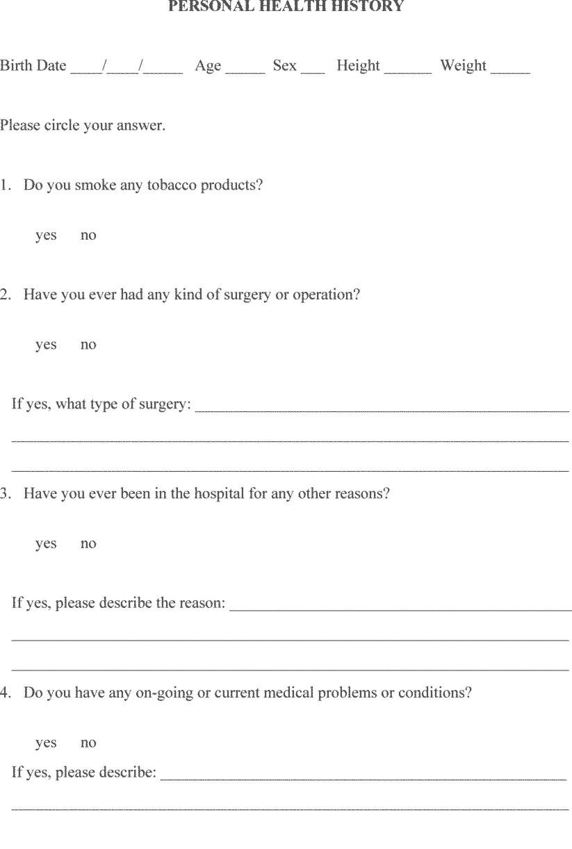 1,3-Butadiene (BD) Initial Health Questionnaire part 6