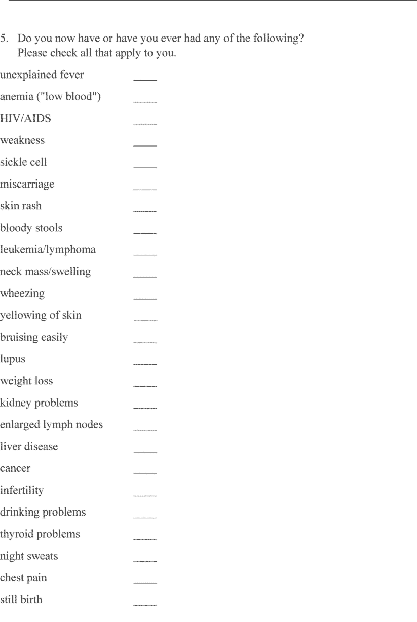 1,3-Butadiene (BD) Initial Health Questionnaire part 7