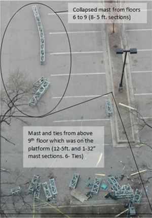 Figure 12 – Mast sections on the ground after collapse