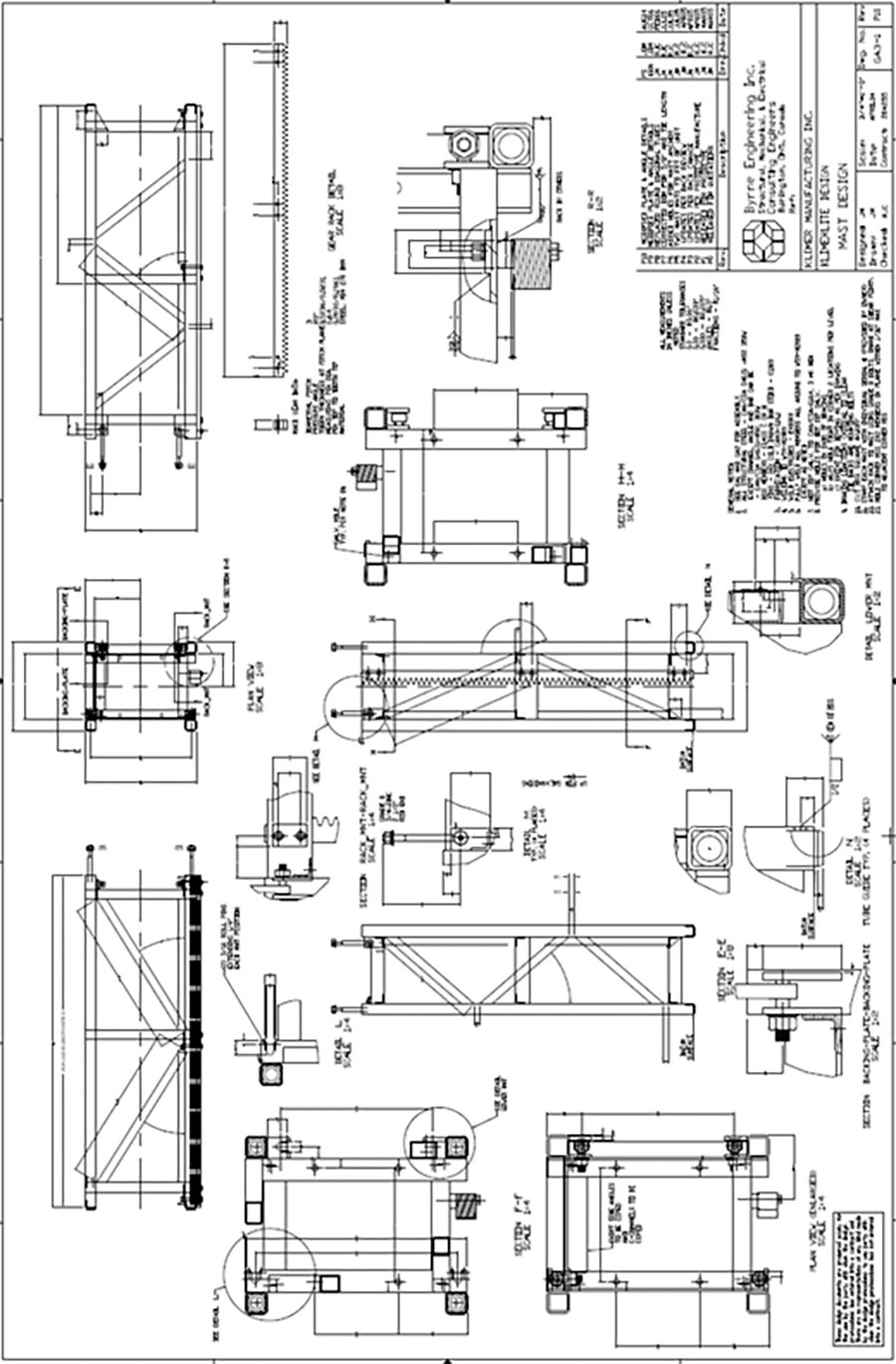 Figure 3 – Mast design drawing (provided by manufacturer)