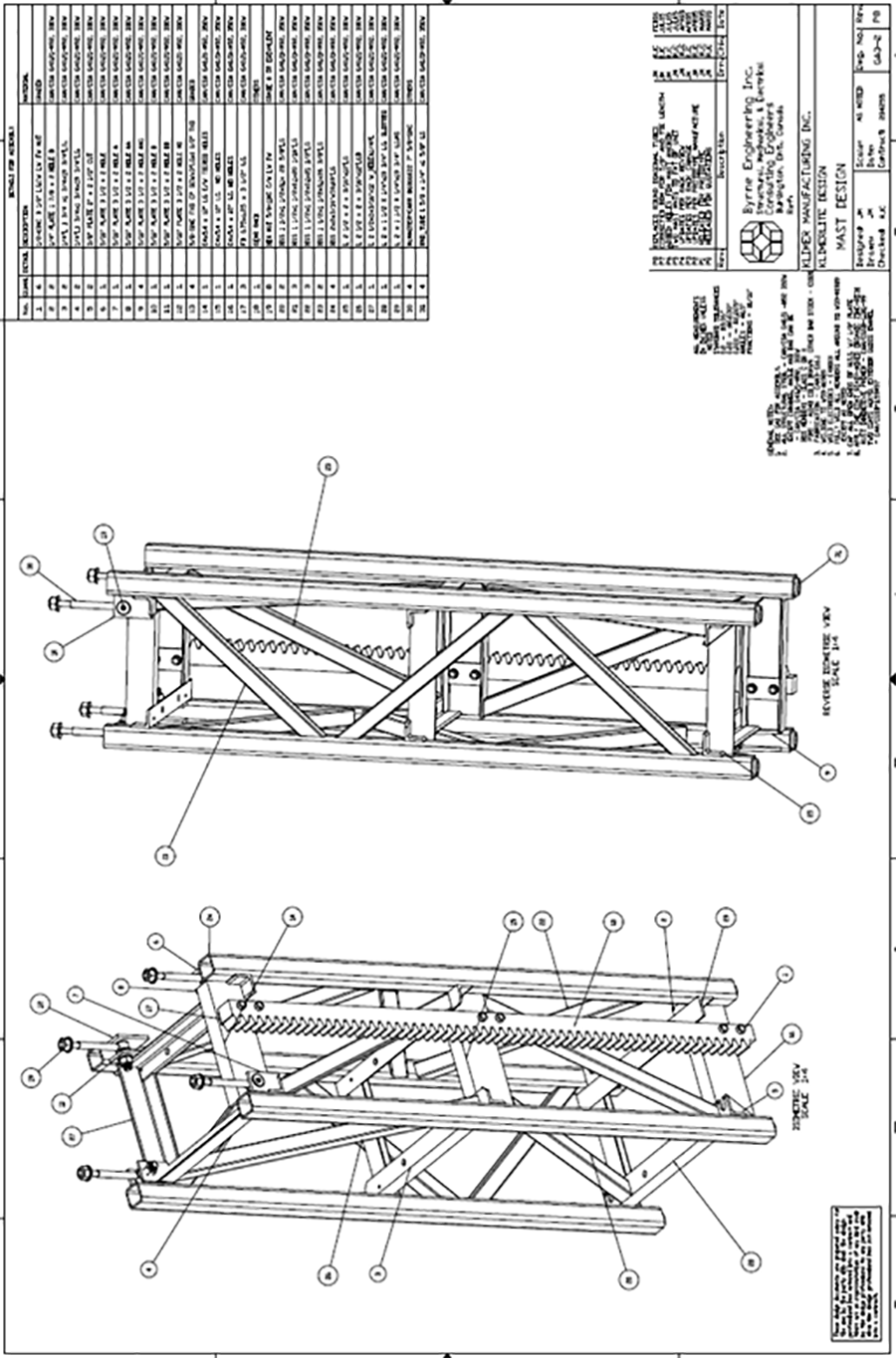 Figure 4 – Mast design drawing (provided by manufacturer)