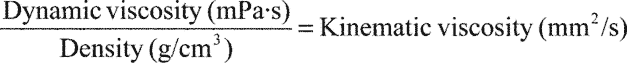 Conversion between dynamic and kinematic viscosity