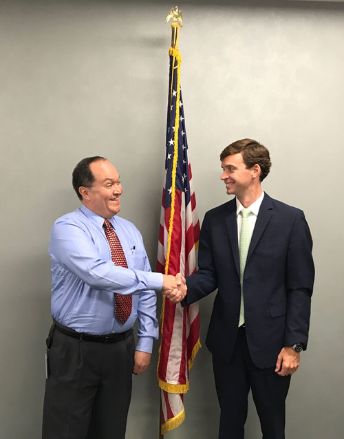 Michael Rivera, OSHA Philadelphia Region Administrator, and Davis Gaddy, Government Relations Manager, Shipbuilders Council of America at the alliance signing ceremony on July 27, 2021.