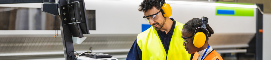 Worker Rights: Airline Runway Employees with noise canceling headphones