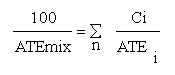 The formula for oral, dermal or inhalation toxicity