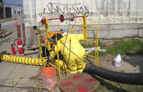 Photo courtesy of OSHA. This picture shows actual disaster site work conditions and may not illustrate proper safety and health procedures.