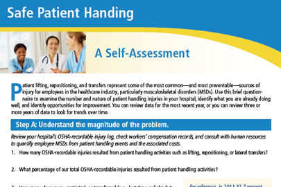 "Safe Patient Handling: A Self-Assessment" PDF Screenshot
