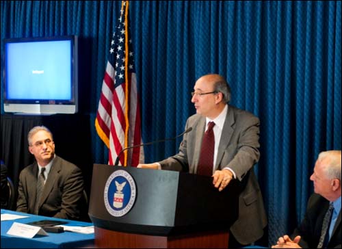 Then-Assistant Secretary of Labor for OSHA, David Michaels, PhD, MPH, addresses the attendees to the OSHA and ET&D Strategic Partnership during the signing ceremony on January 25, 2011 in Washington, D.C.