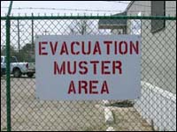 Figure 3. "Evacuation Muster Area" sign denoting area for workers to gather after evacuating area.