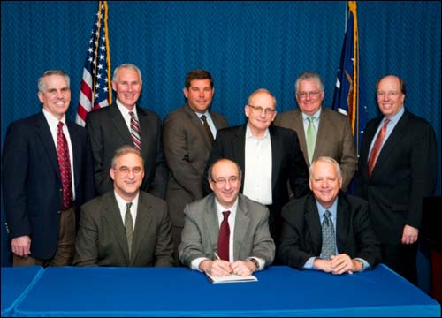 Then-Assistant Secretary of Labor for OSHA, David Michaels, PhD, MPH, with the members of the OSHA and ET&D Strategic Partnership Executive Team on January 25, 2011 in Washington, D.C.