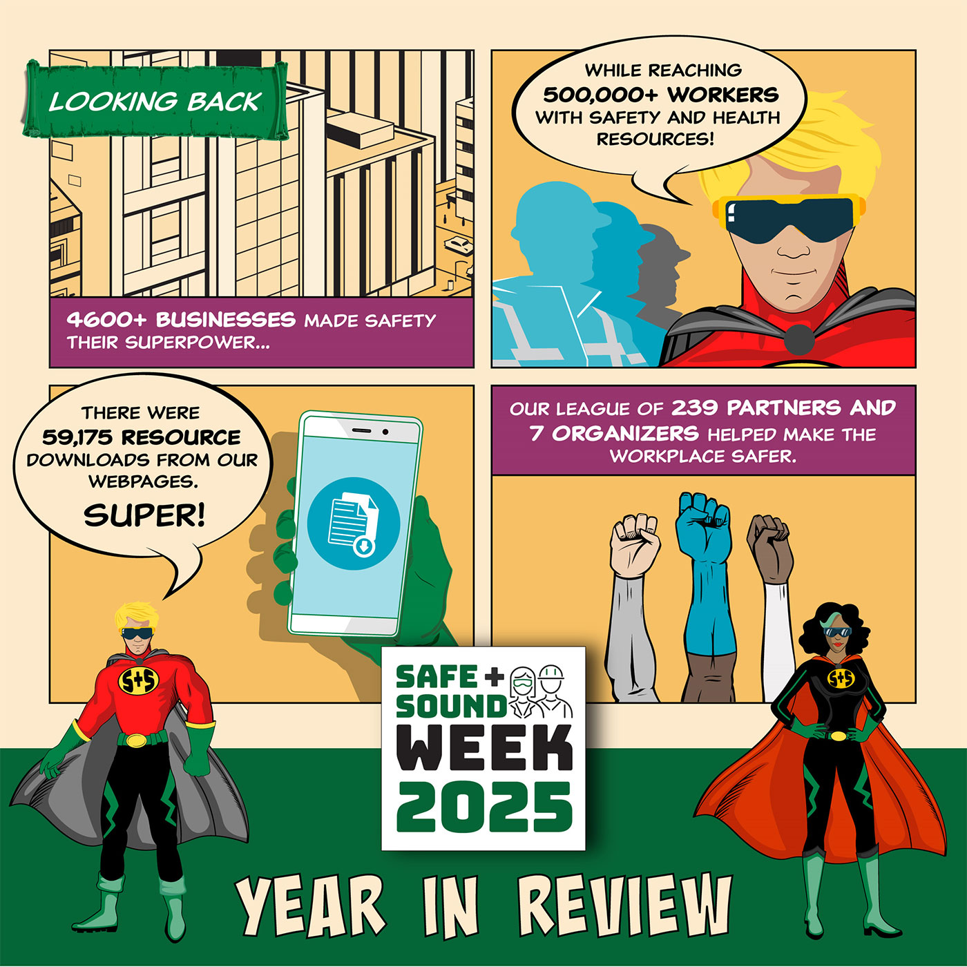 2025 Safe+Sound Year in Review infographic