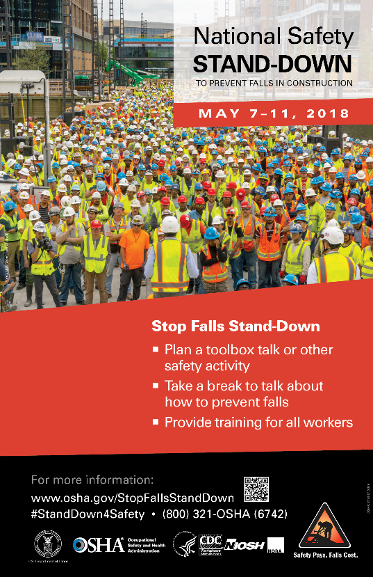 National Safety Stand-Down to Prevent Falls in Construction poster - May 7-11, 2018