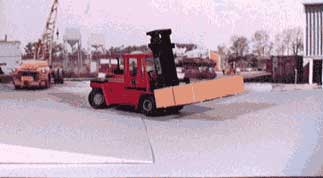 Figure 7. Forklifts are less stable on turns and grades and can tipover