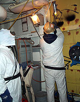 Figure 4: Fire extinguisher ready for use during hot work.