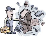 Illustration of a repair worker at a computer