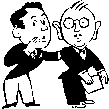 Illustration of one person talking to another