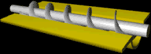 Nip Point Between Rotating Screw Conveyor and Fixed Trough
