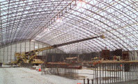 AMWTF Project, February 7, 2001: Cast-in-place (CIP) wall forming construction site as of February highlighting CIP wall rebar placements (looking southwest).