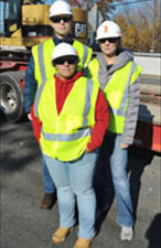 male and female construction workers