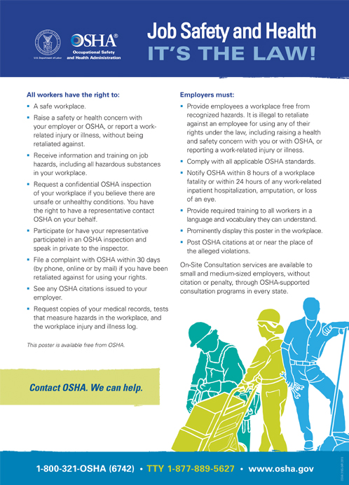 OSHA's Free Workplace Poster  Occupational Safety and Health Administration