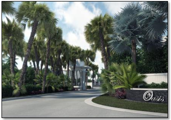 An artist's rendering of Oasis Park Square at completion. An artist's rendering of Oasis Park Square at completion.