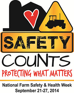 SAFETY COUNTS. PROTECTING WHAT MATTERS. National Farm Safety & Health Week September 21-27, 2014 SAFETY COUNTS. PROTECTING WHAT MATTERS. National Farm Safety & Health Week September 21-27, 2014